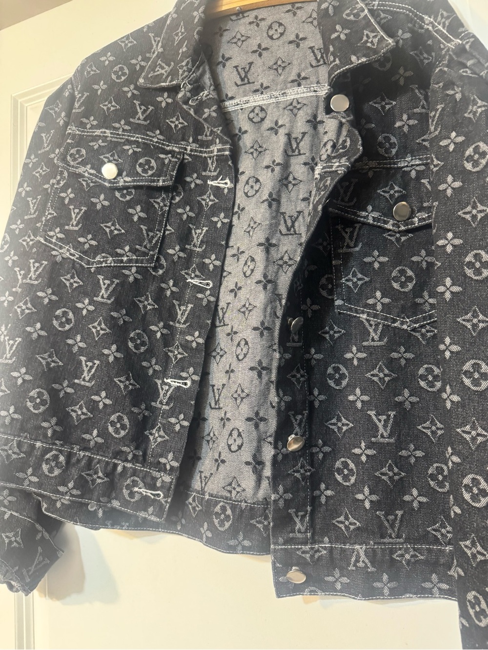 Black Monogram Denim Jacket - Black and Gray Wash